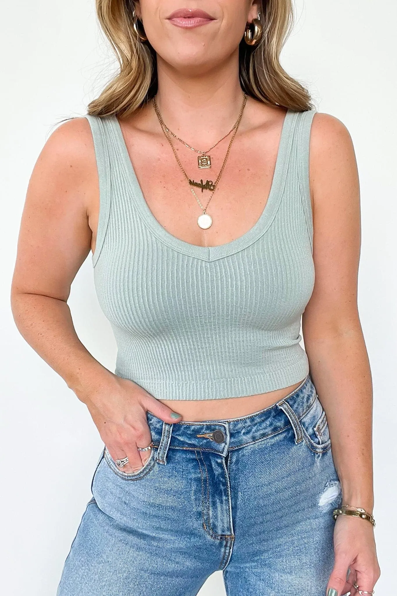 Alenah Seamless Ribbed Tank Bra Top - FINAL SALE
