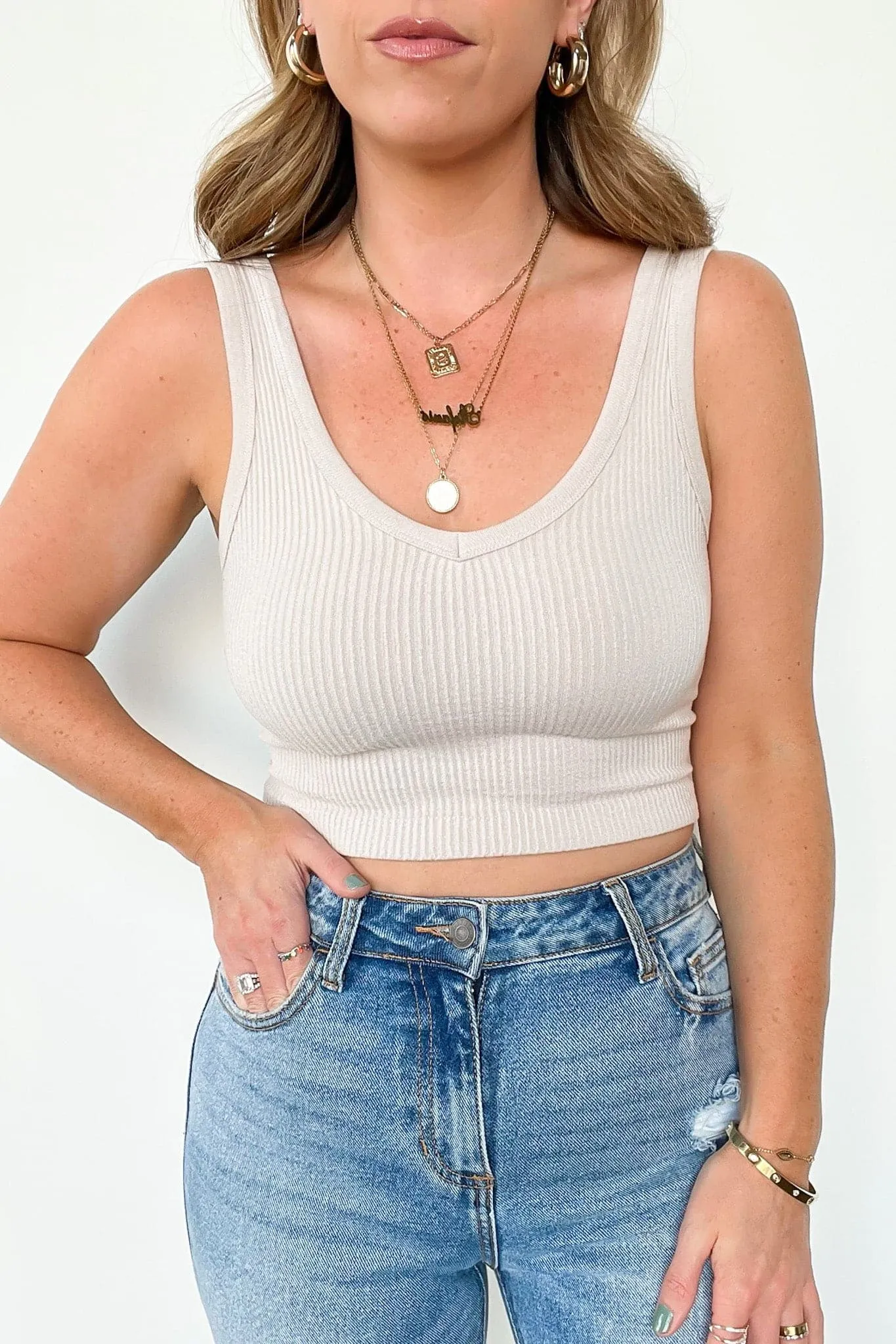 Alenah Seamless Ribbed Tank Bra Top - FINAL SALE