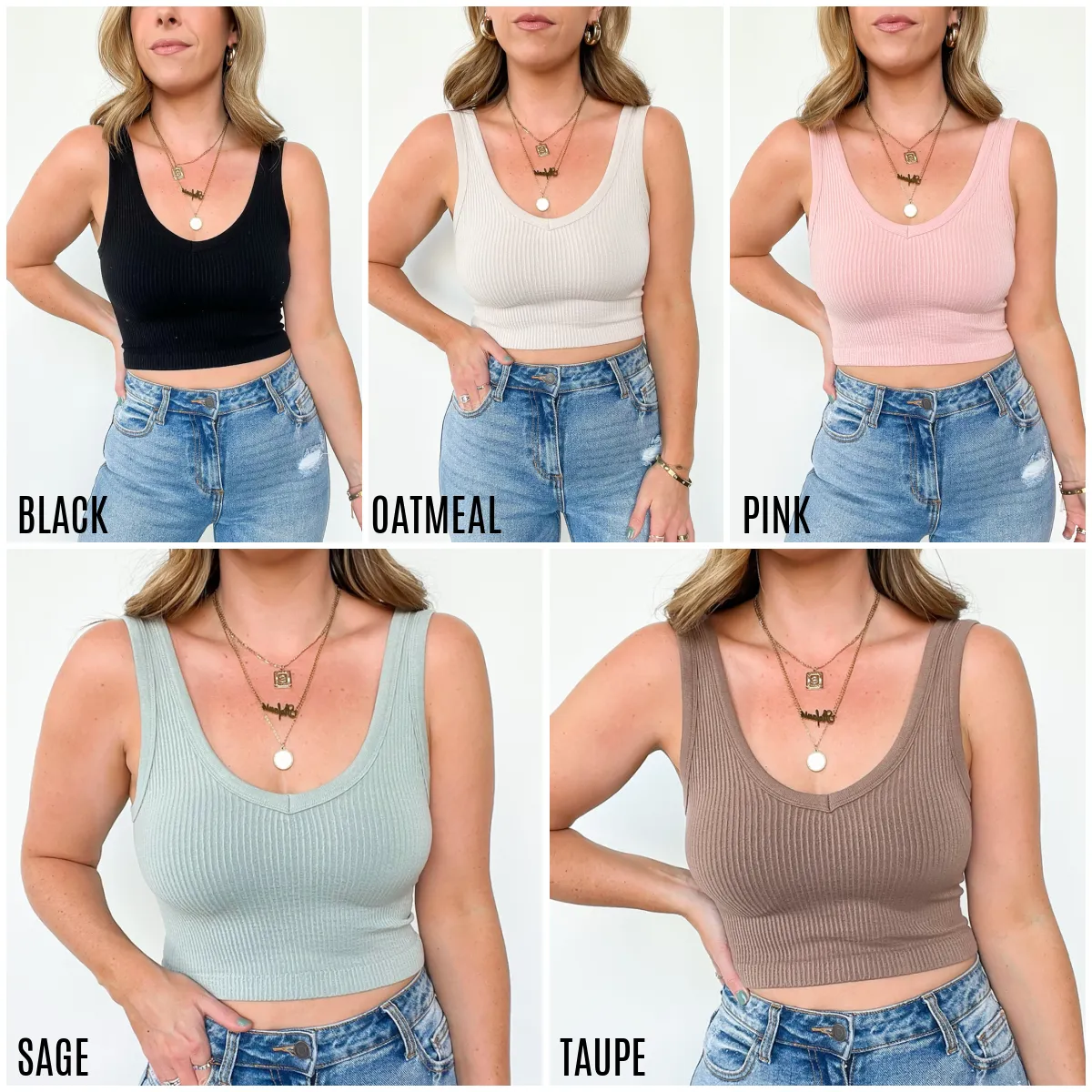 Alenah Seamless Ribbed Tank Bra Top - FINAL SALE
