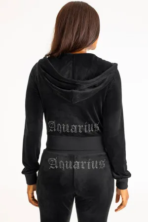Aquarius Big Bling Velour Hoodie Juicy Couture