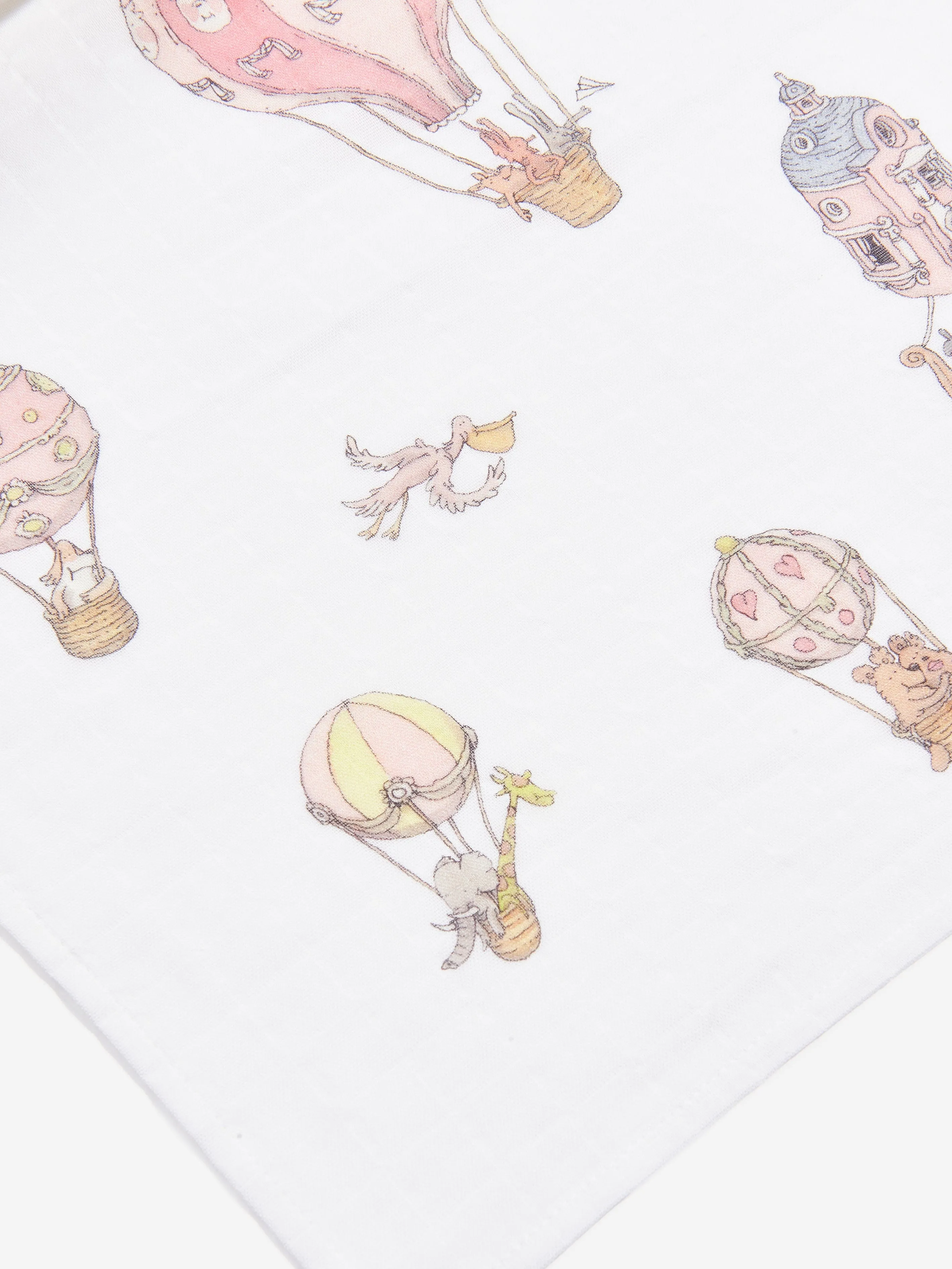 Atelier Choux Baby Hot Air Balloons Swaddle in White (100cm)