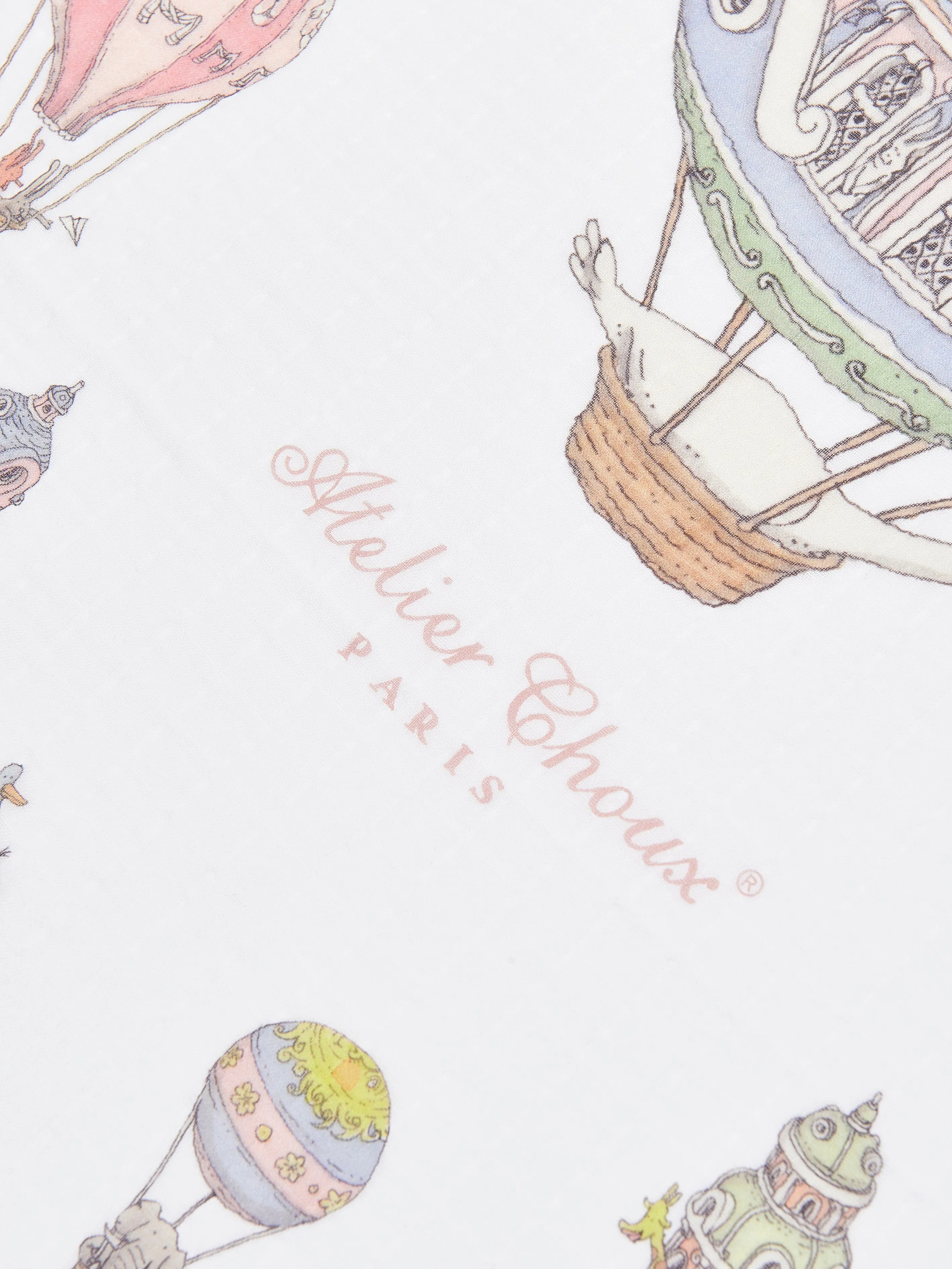 Atelier Choux Baby Hot Air Balloons Swaddle in White (100cm)