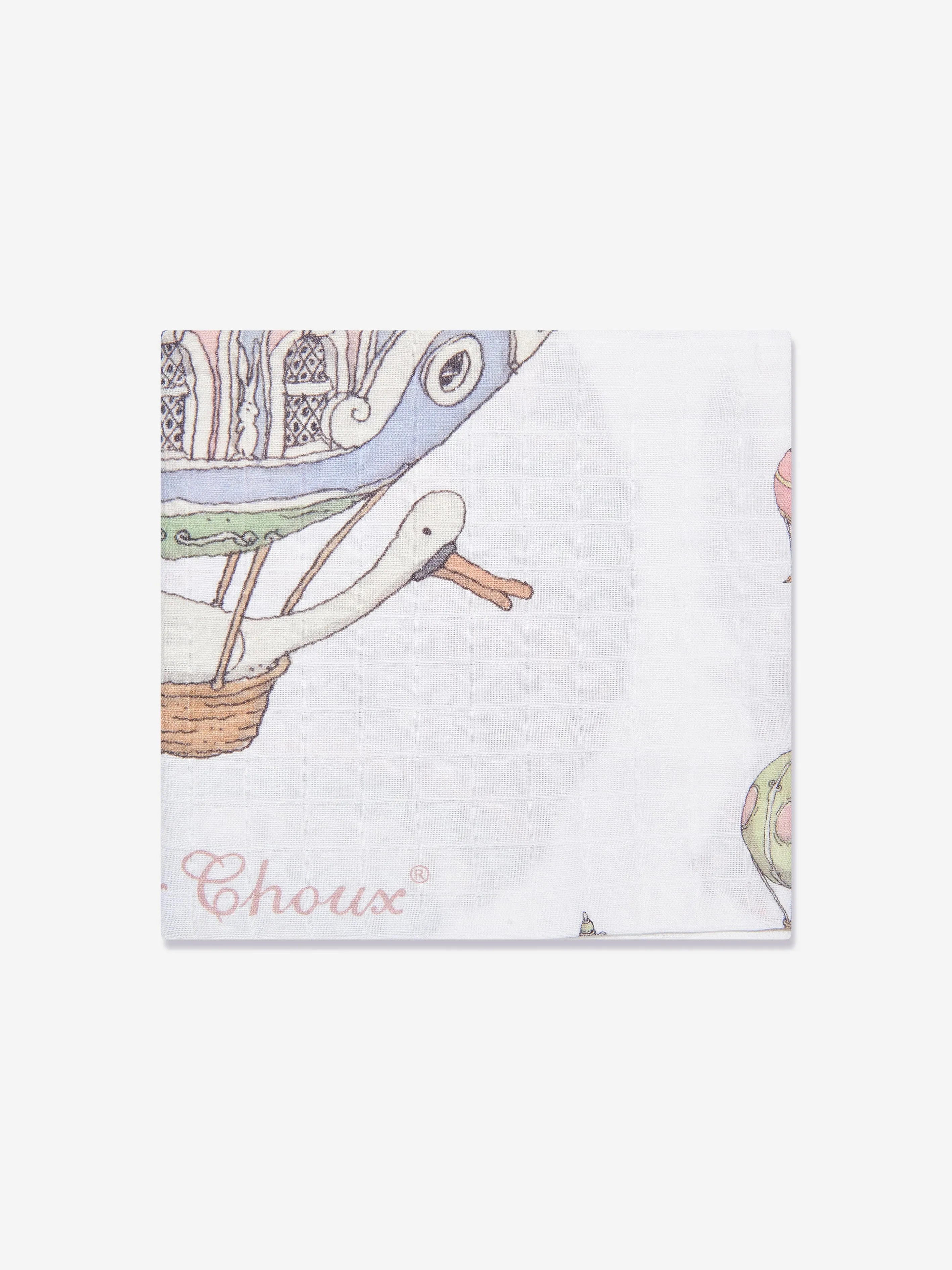 Atelier Choux Baby Hot Air Balloons Swaddle in White (100cm)