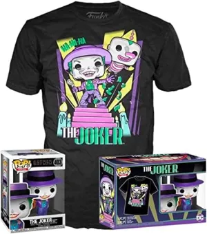 Batman 89 Joker Graphic Tee with Funko POP! Figure - Black (Size S)