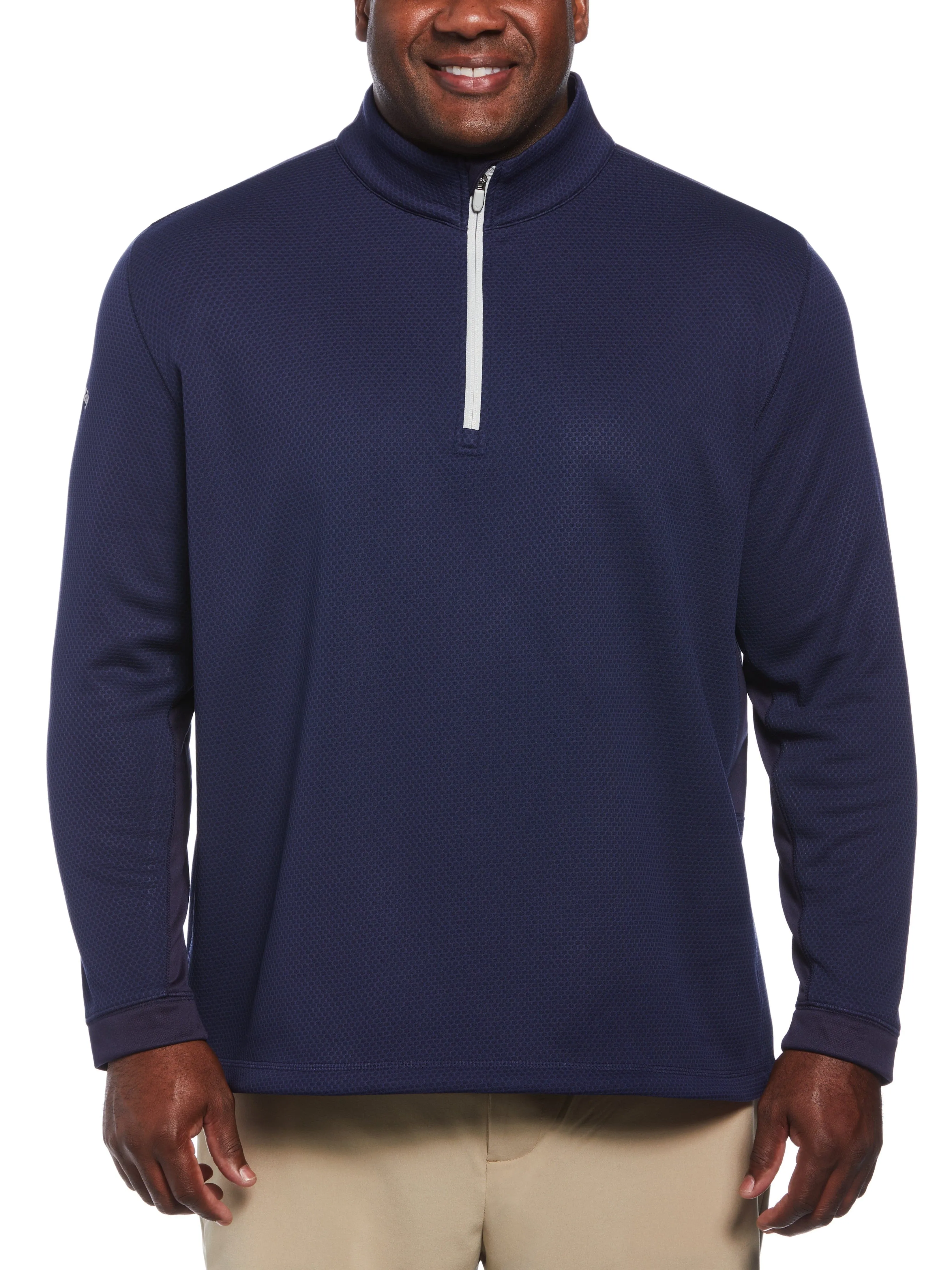 Big & Tall Eco Textured Hexagon Print Midweight Half Zip Golf Shirt Callaway Apparel