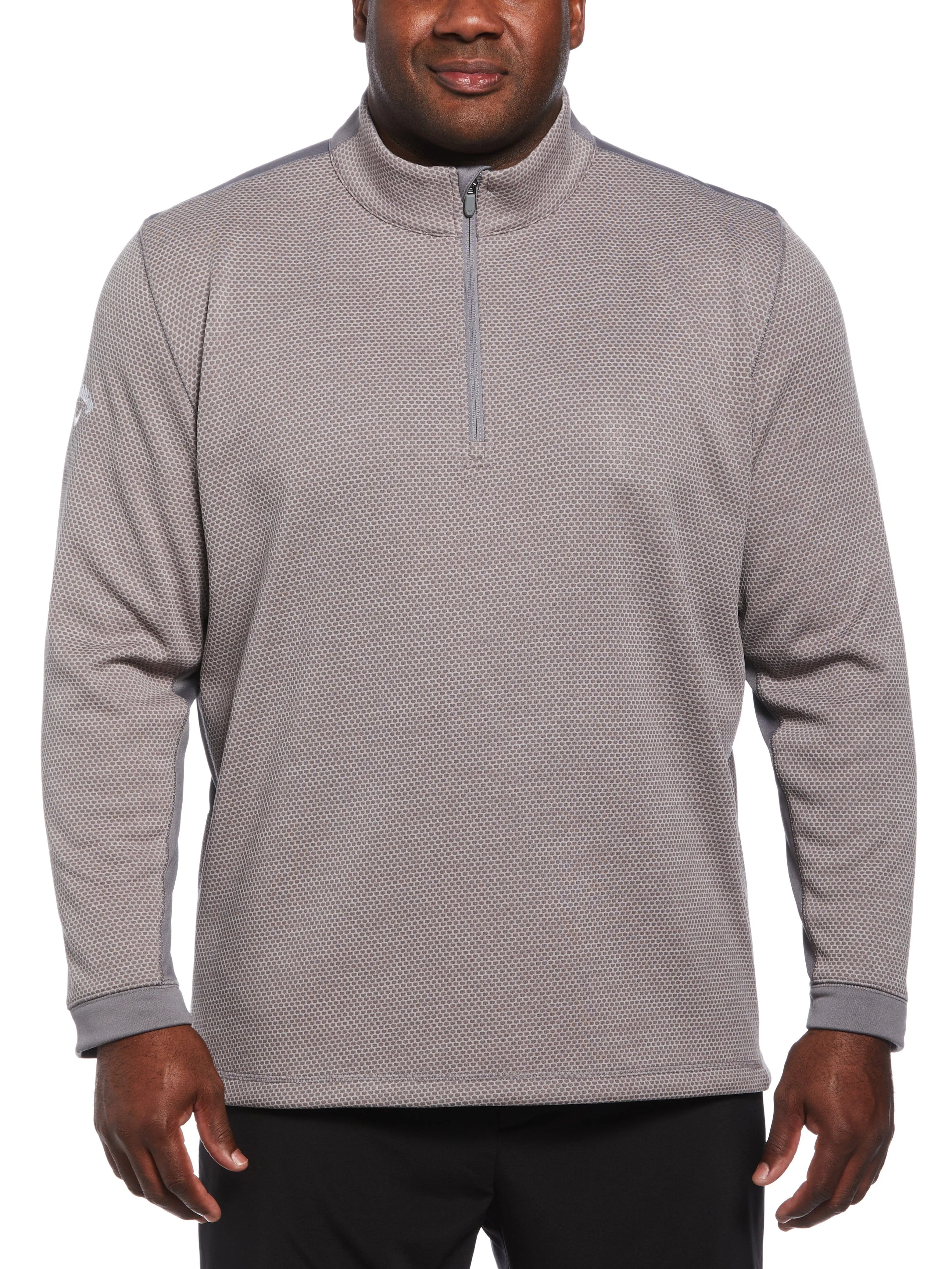 Big & Tall Eco Textured Hexagon Print Midweight Half Zip Golf Shirt Callaway Apparel