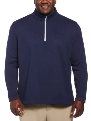 Big & Tall Eco Textured Hexagon Print Midweight Half Zip Golf Shirt Callaway Apparel