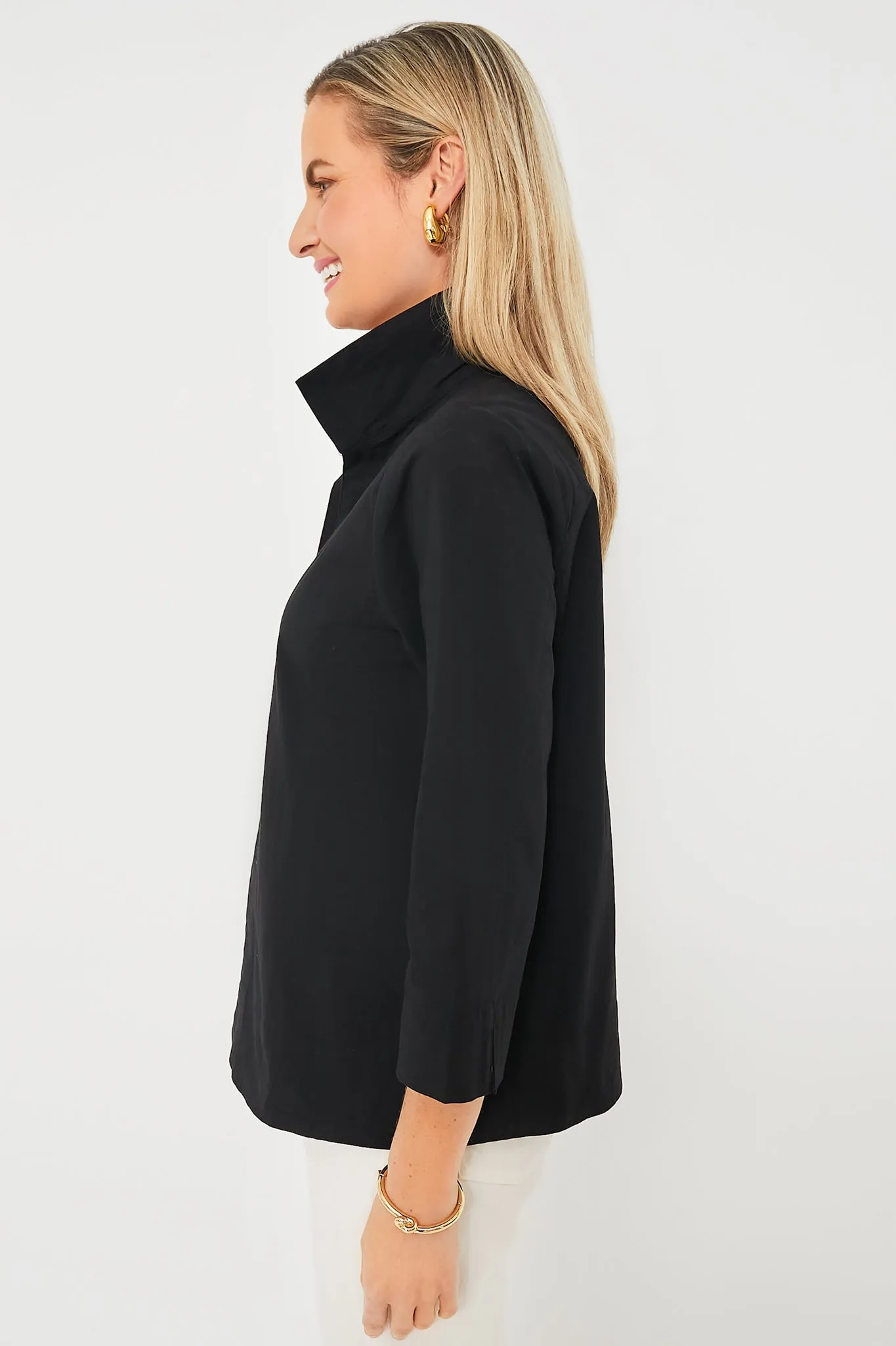 Black Margot Stand Collar Blouse