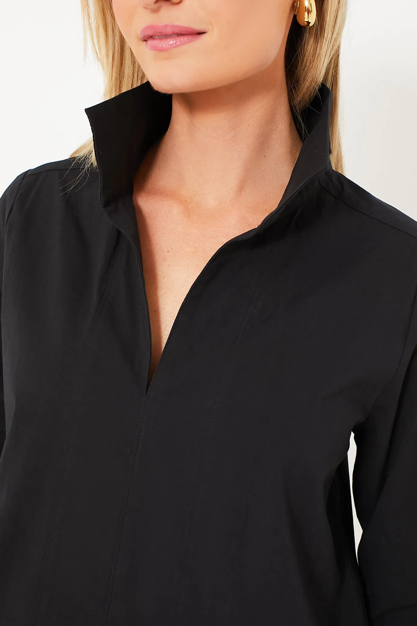 Black Margot Stand Collar Blouse