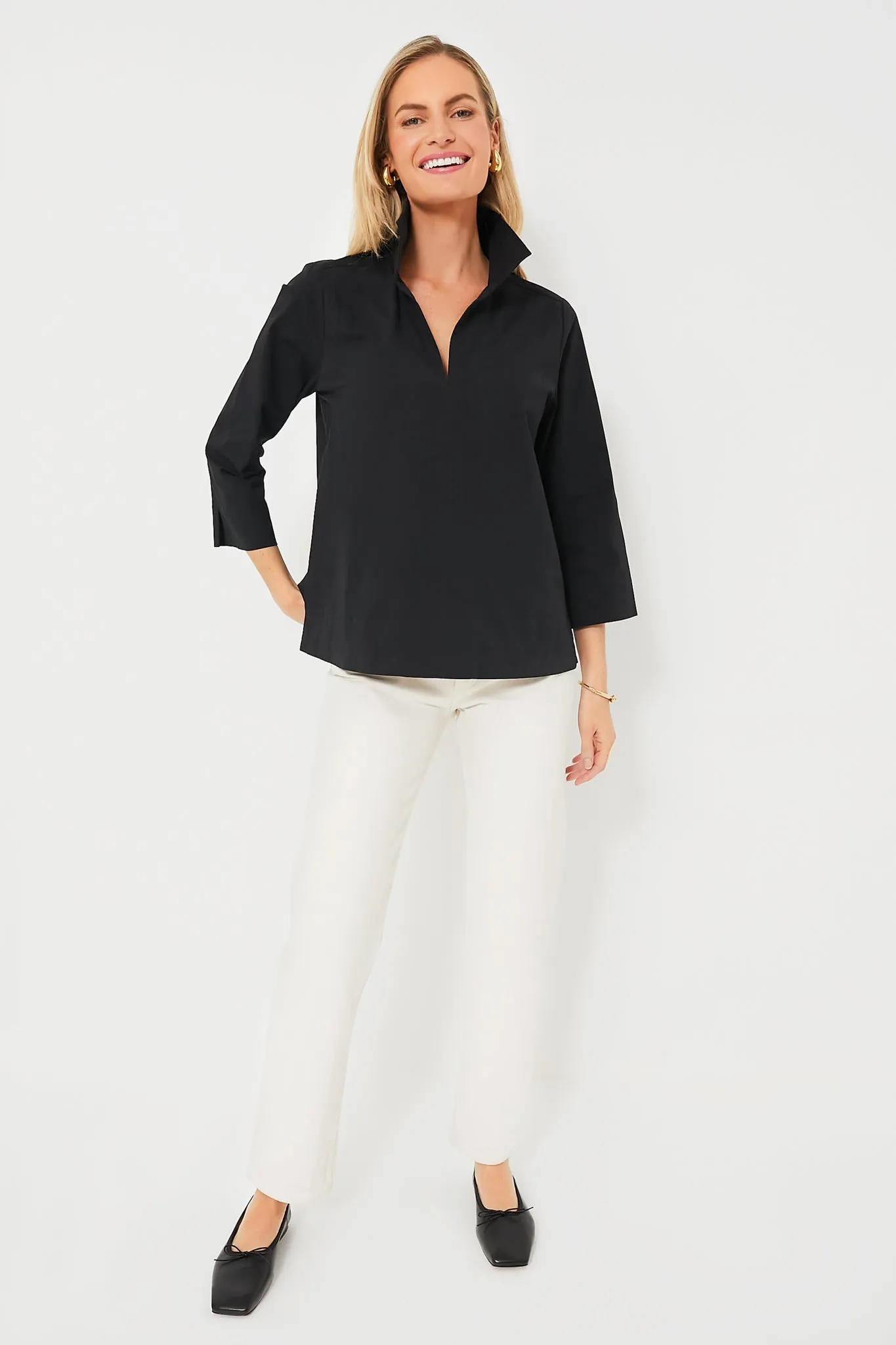 Black Margot Stand Collar Blouse