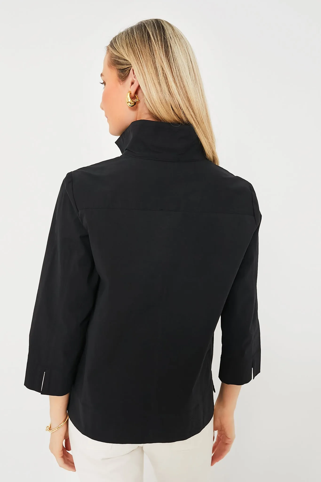 Black Margot Stand Collar Blouse