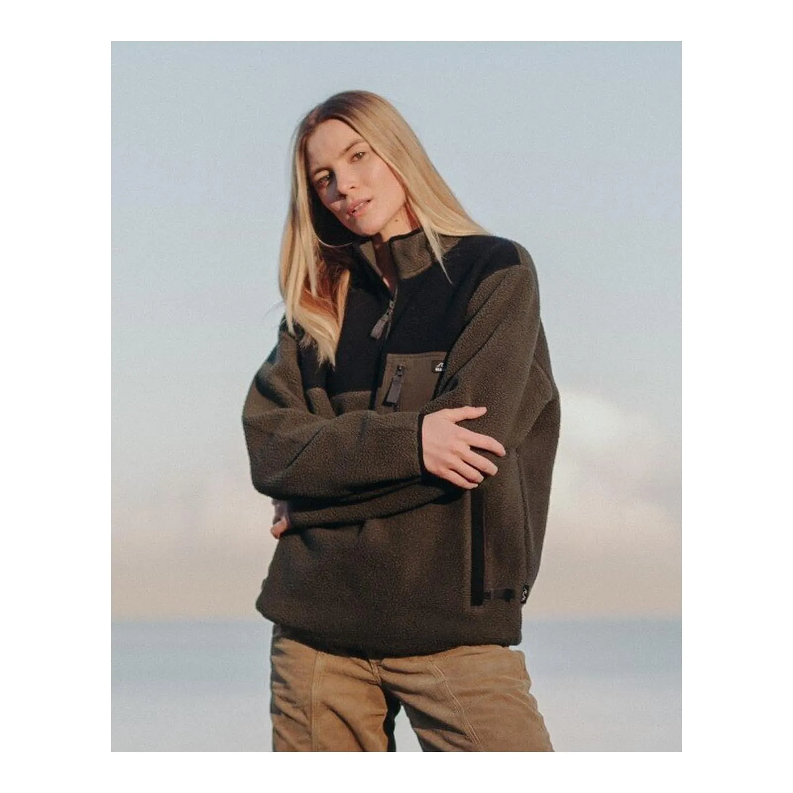 Bleubird Adult Polar Half Zip Mid Pile Sherpa Fleece