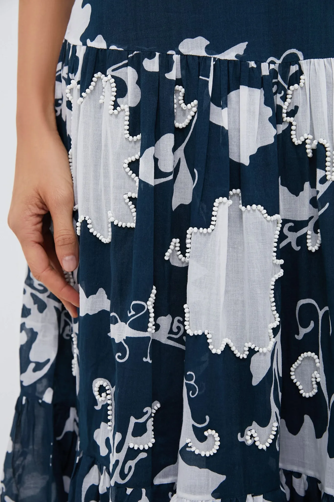 Blue Flower Screen Antheia Midi Dress