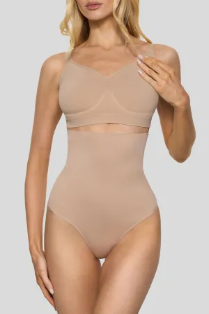 BOOMBA | Beige High-Waisted Thong Shapewear Club L London