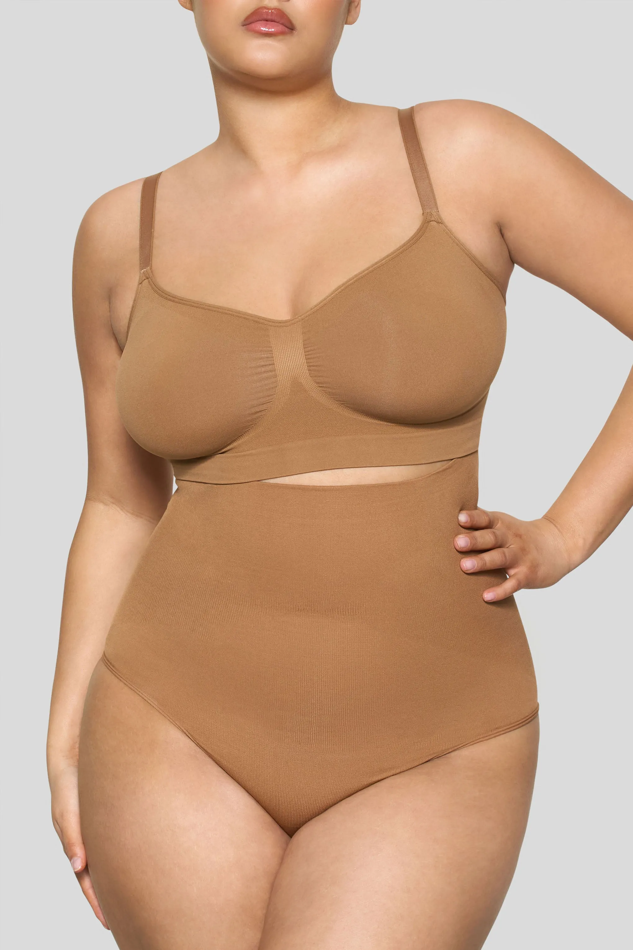 BOOMBA | Caramel High-Waisted Thong Shapewear Club L London