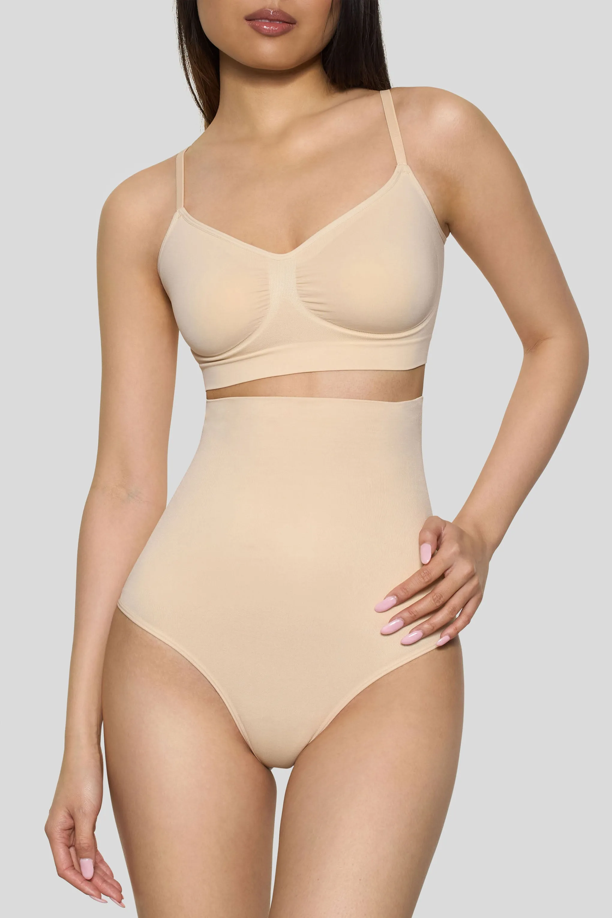 BOOMBA | Sand High-Waisted Thong Shapewear Club L London
