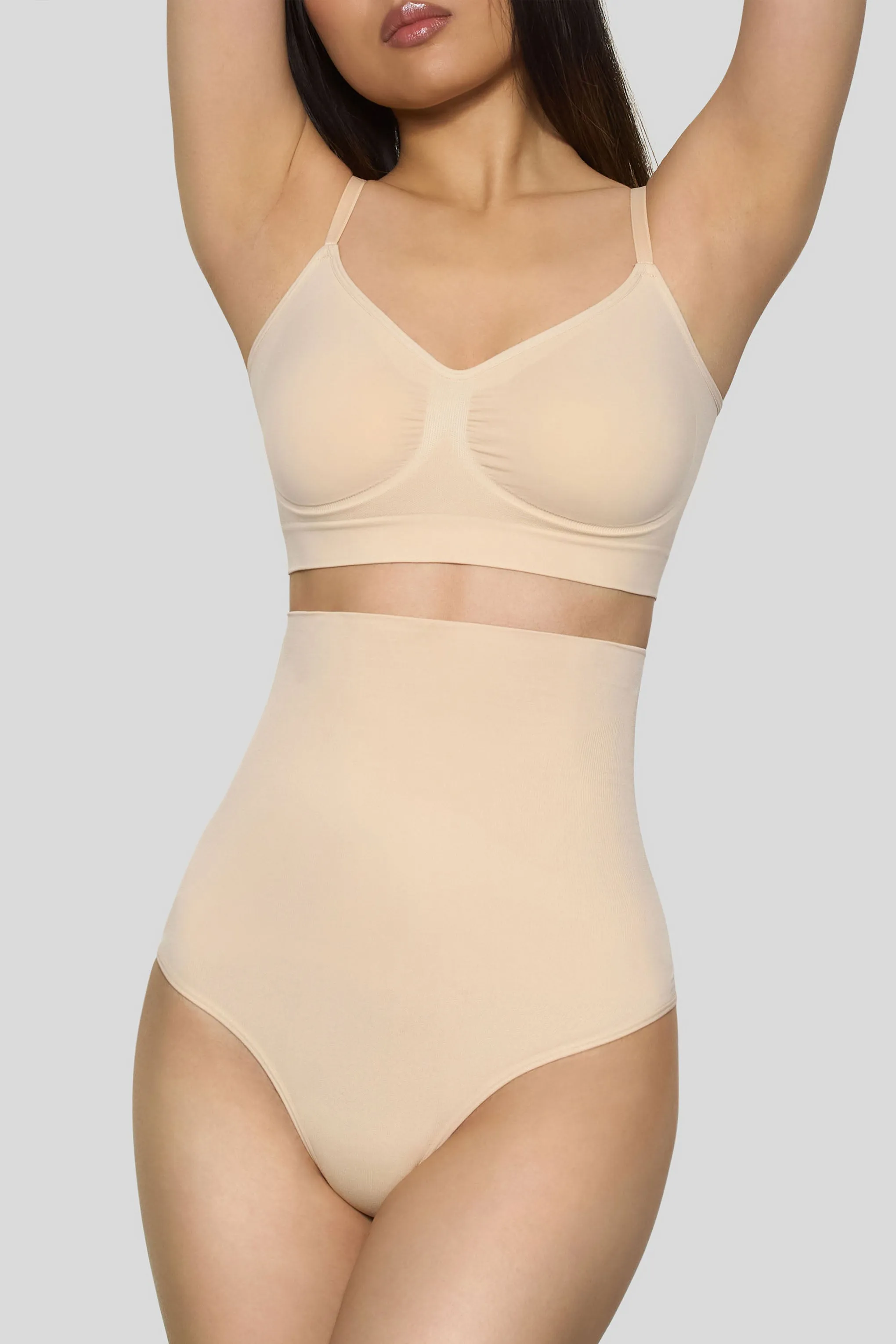 BOOMBA | Sand High-Waisted Thong Shapewear Club L London