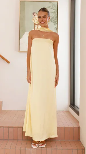 Caitie Strapless Scarf Maxi Dress - Yellow Billy J