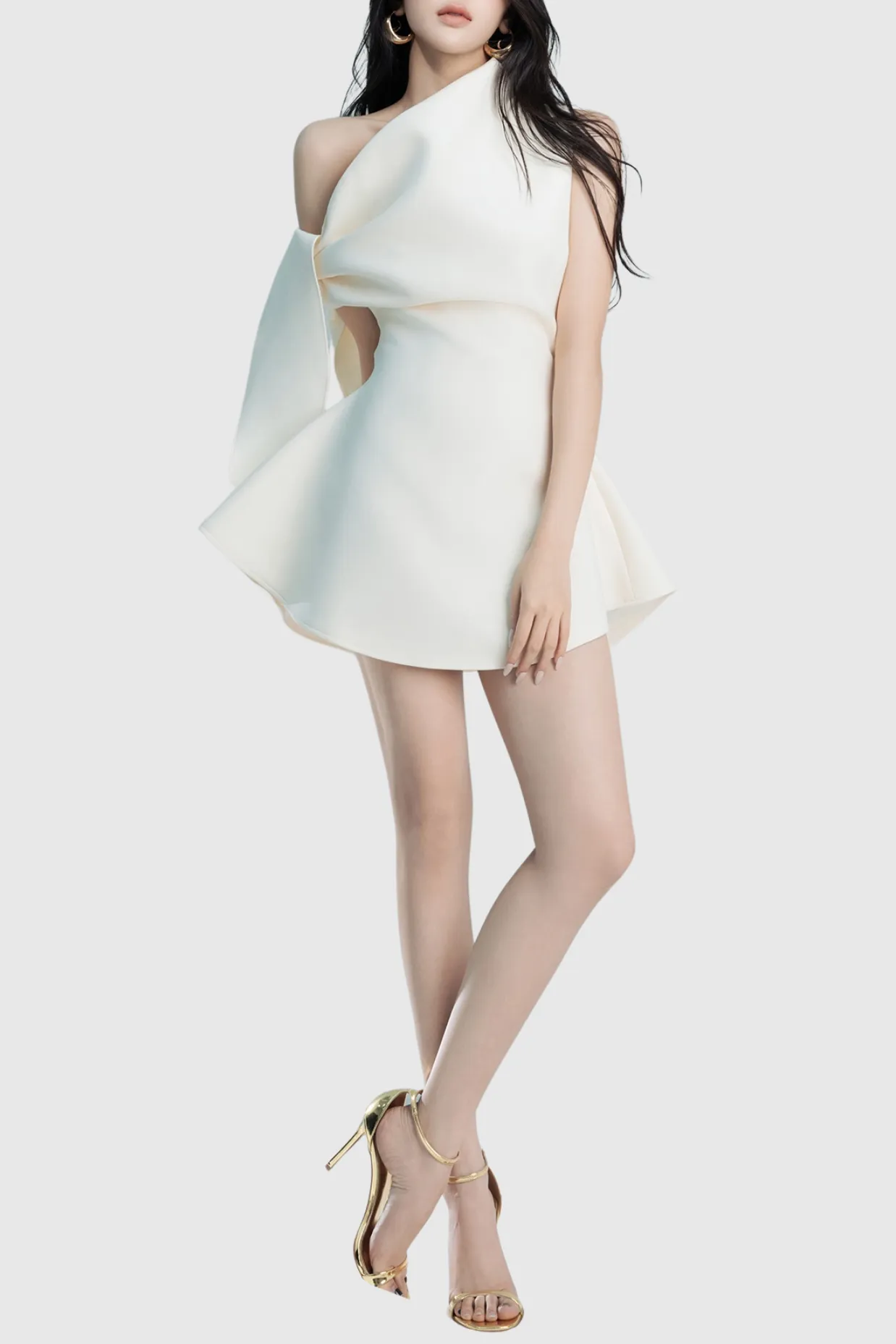 Calwa Asymmetric One Shoulder Flare Mini Dress Gloria Lanvin