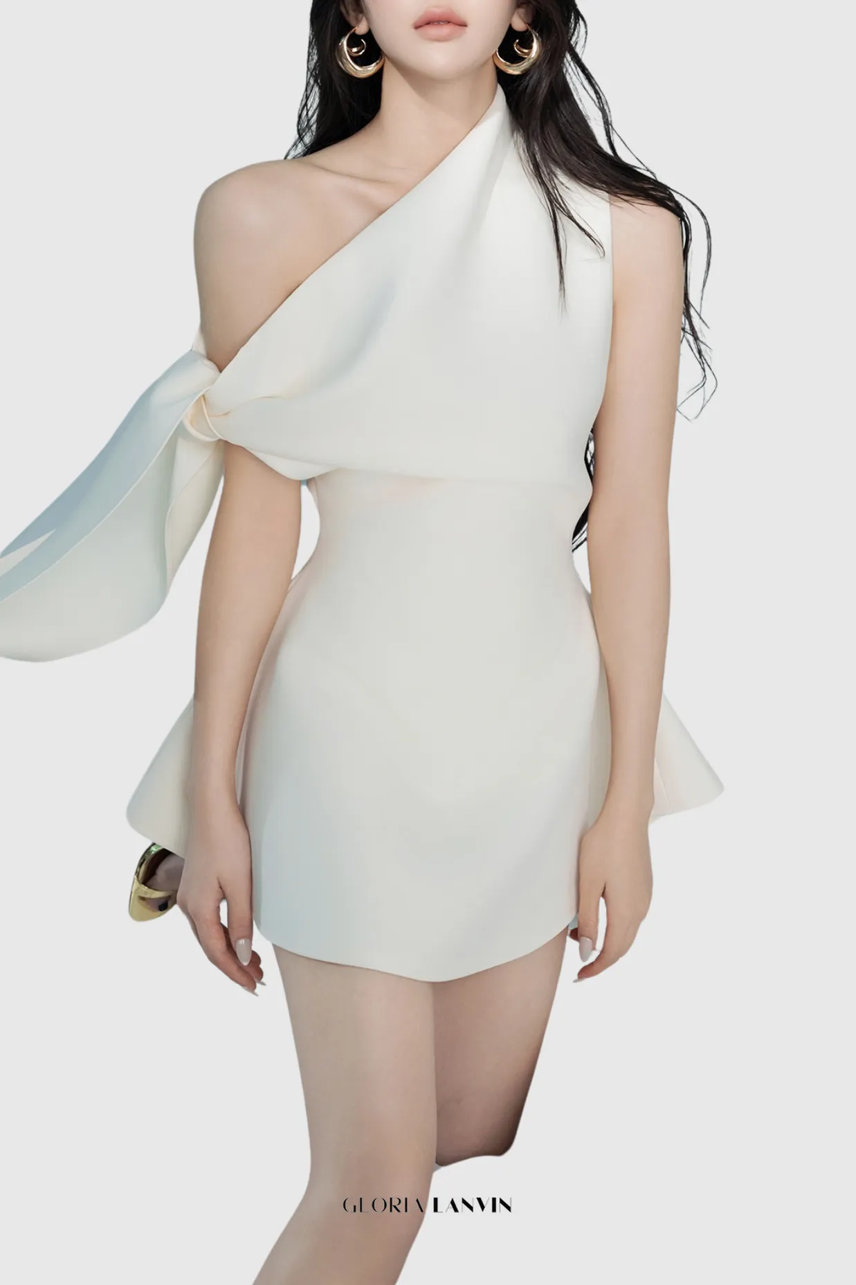 Calwa Asymmetric One Shoulder Flare Mini Dress Gloria Lanvin