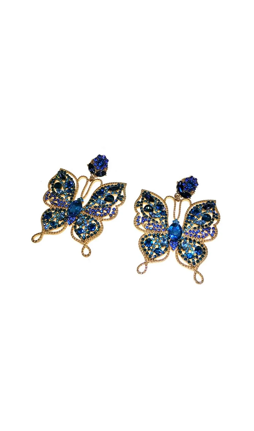 COLORFUL DIAMOND BUTTERFLY RHINESTONE EARRINGS Gloria Lanvin