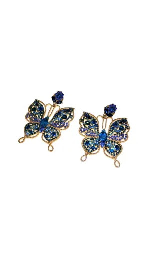 COLORFUL DIAMOND BUTTERFLY RHINESTONE EARRINGS Gloria Lanvin