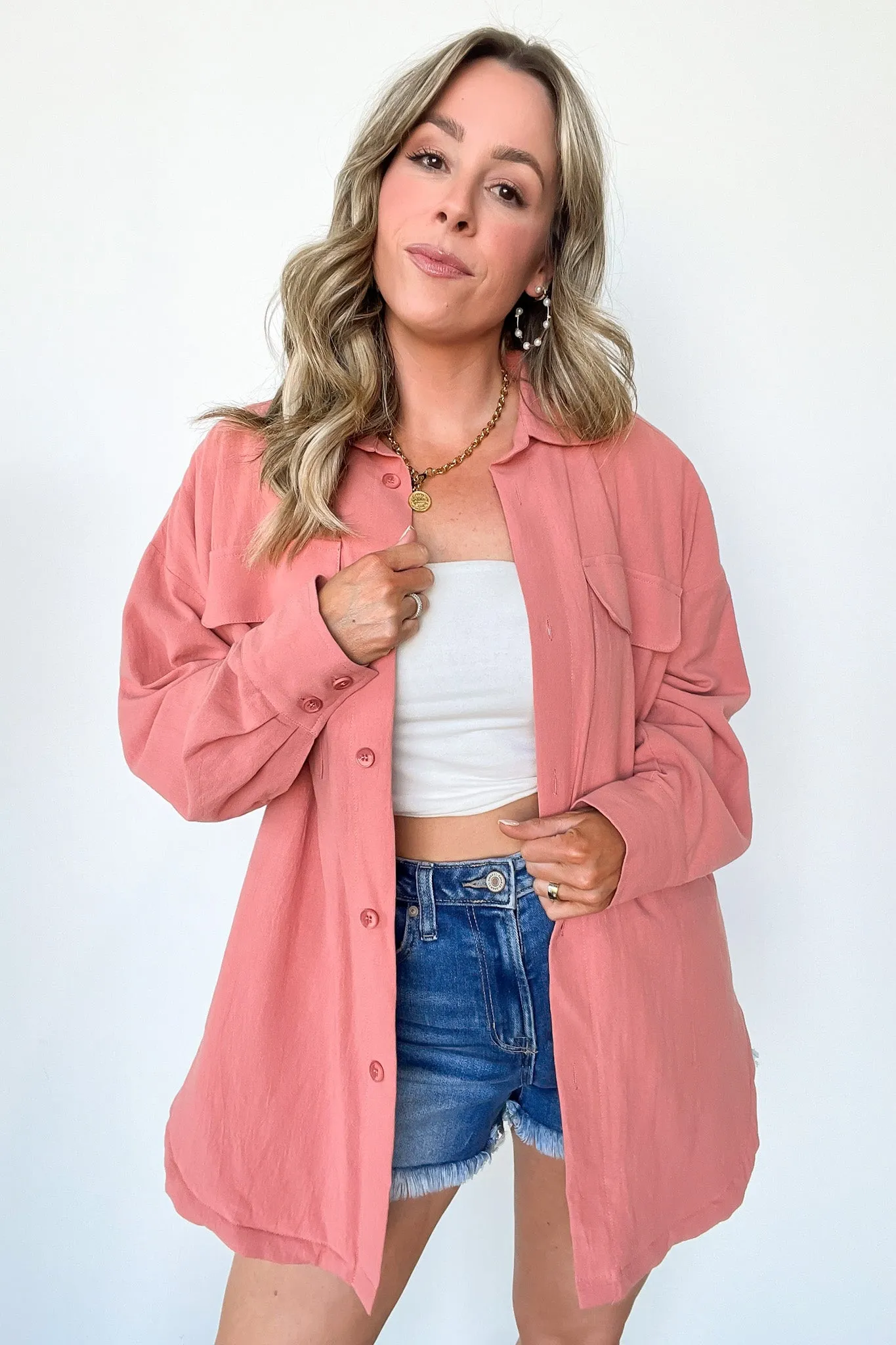 Confident Persona Oversized Button Down Shacket - FINAL SALE
