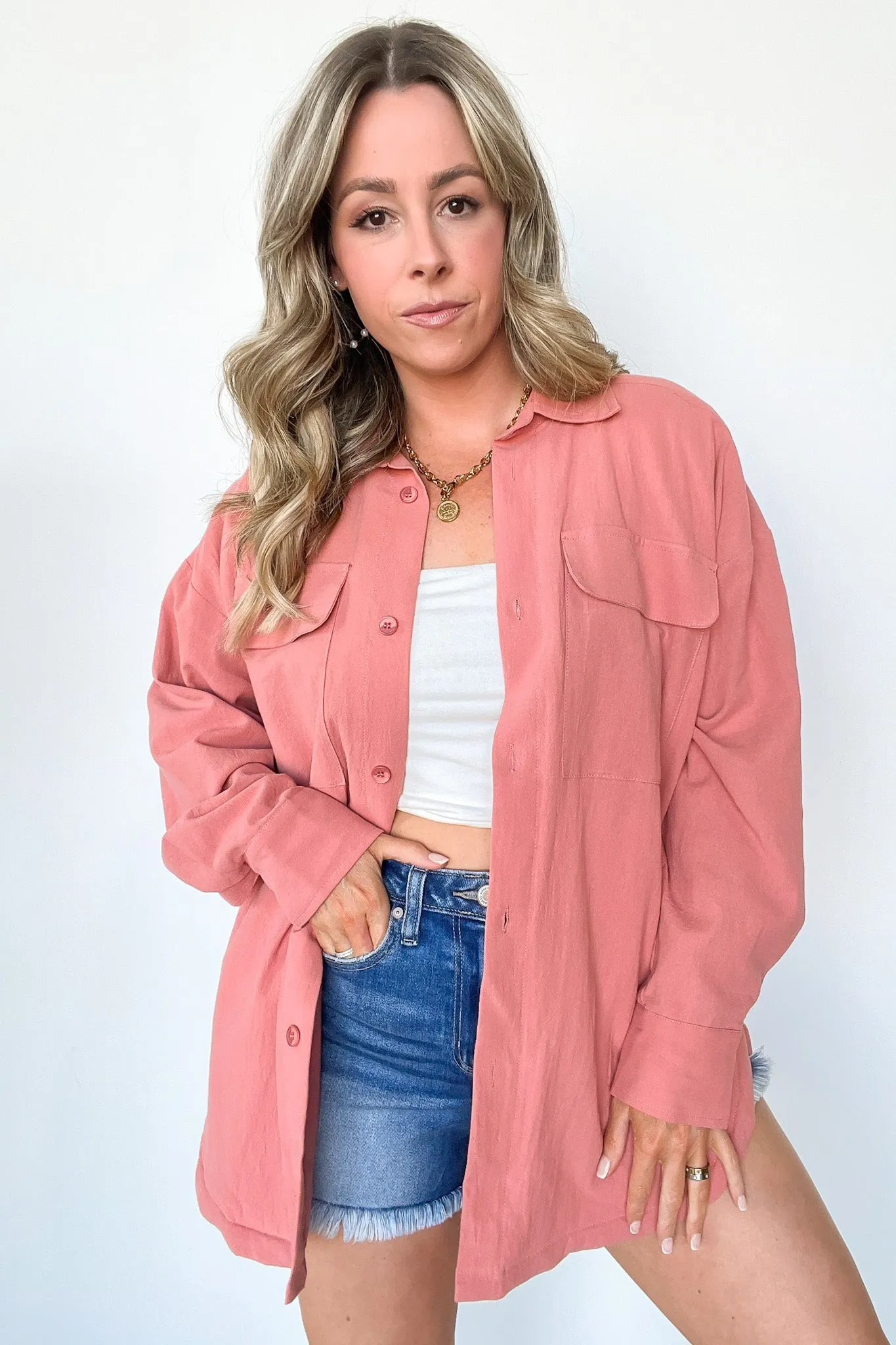 Confident Persona Oversized Button Down Shacket - FINAL SALE