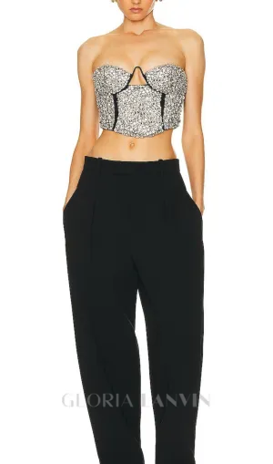 CRYSTAL EMBROIDERED BUSTIER TOP Gloria Lanvin