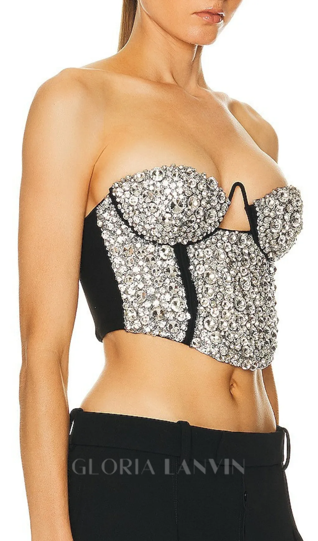 CRYSTAL EMBROIDERED BUSTIER TOP Gloria Lanvin