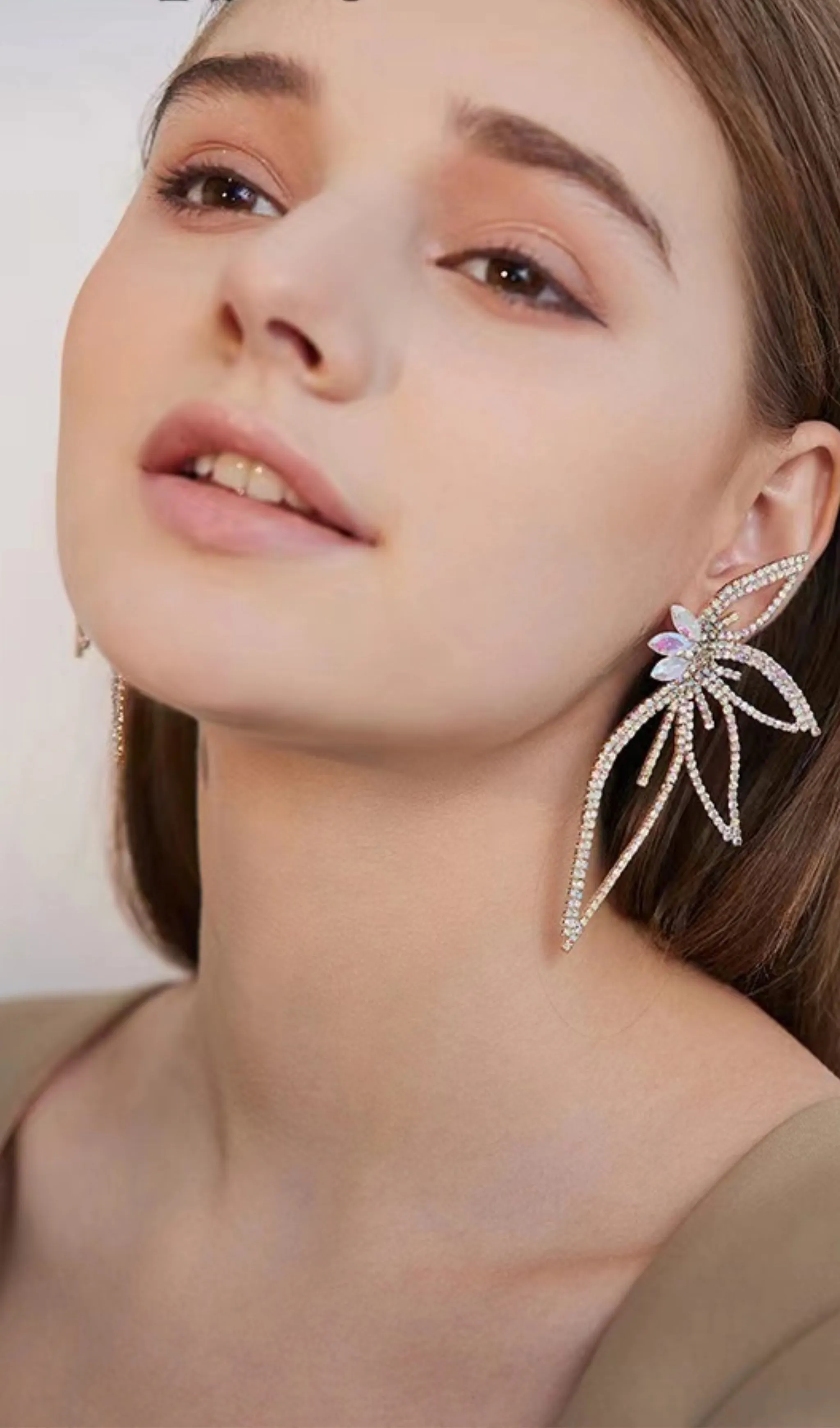 CRYSTAL FLOWER EARRINGS IN SILVER Gloria Lanvin