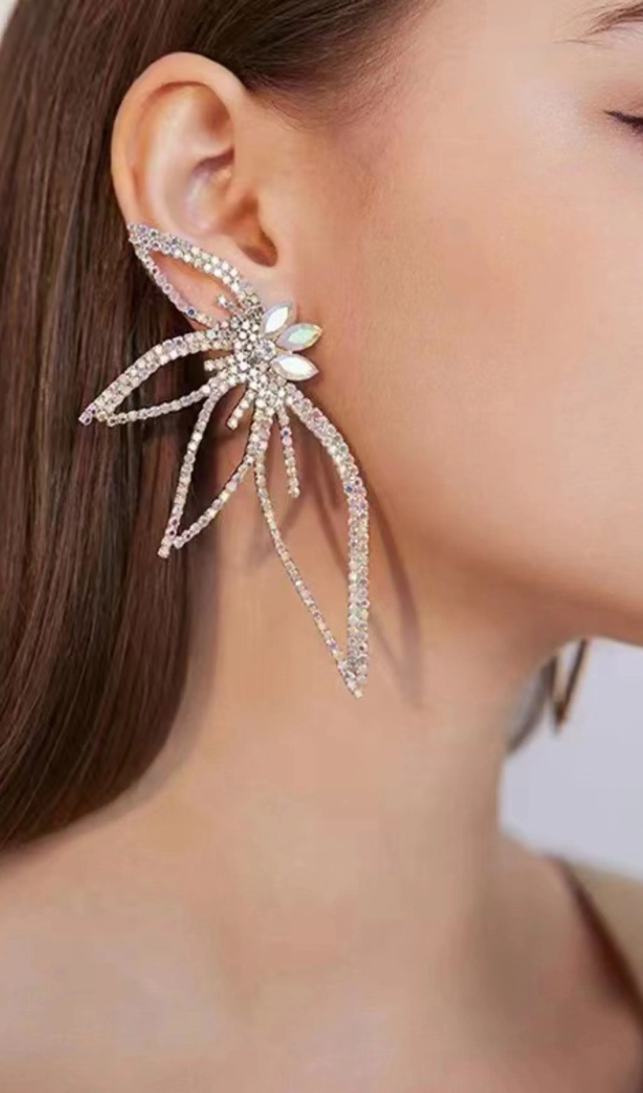 CRYSTAL FLOWER EARRINGS IN SILVER Gloria Lanvin