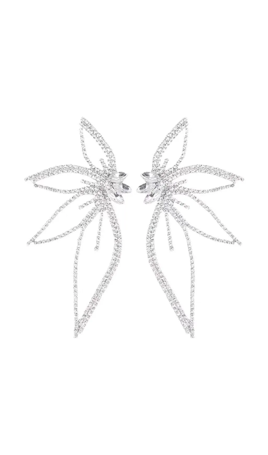 CRYSTAL FLOWER EARRINGS IN SILVER Gloria Lanvin