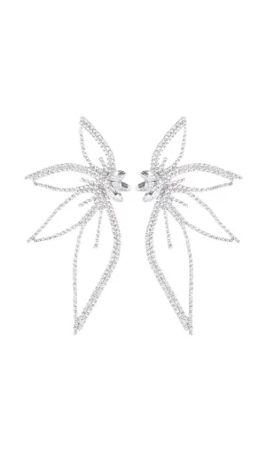 CRYSTAL FLOWER EARRINGS IN SILVER Gloria Lanvin