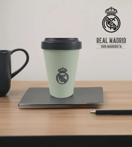 CYP BRANDS - Real Madrid Tumbler with Lid, 400ml, Green, Official Licensed Product