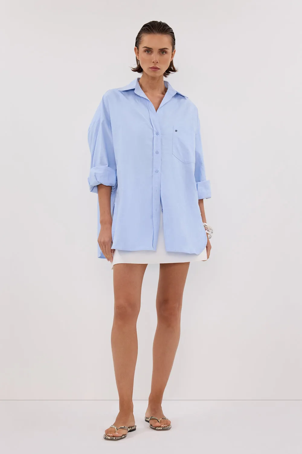 Dissh RHEA BLUE OVERSIZED COTTON SHIRT