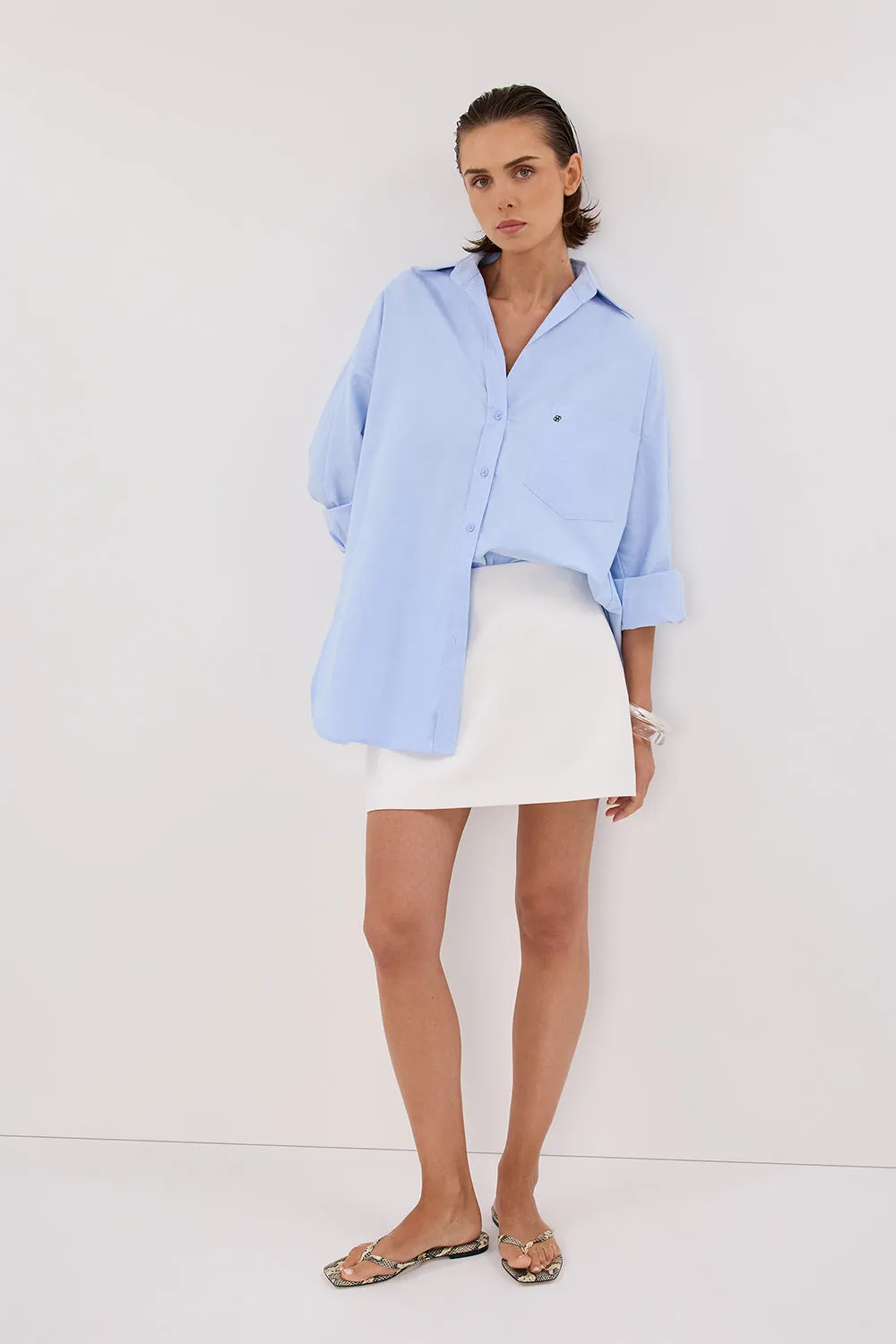 Dissh RHEA BLUE OVERSIZED COTTON SHIRT