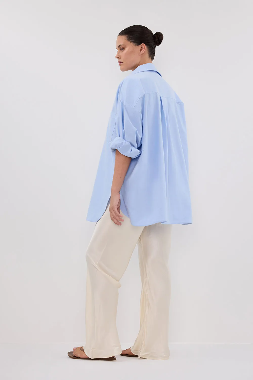 Dissh RHEA BLUE OVERSIZED COTTON SHIRT