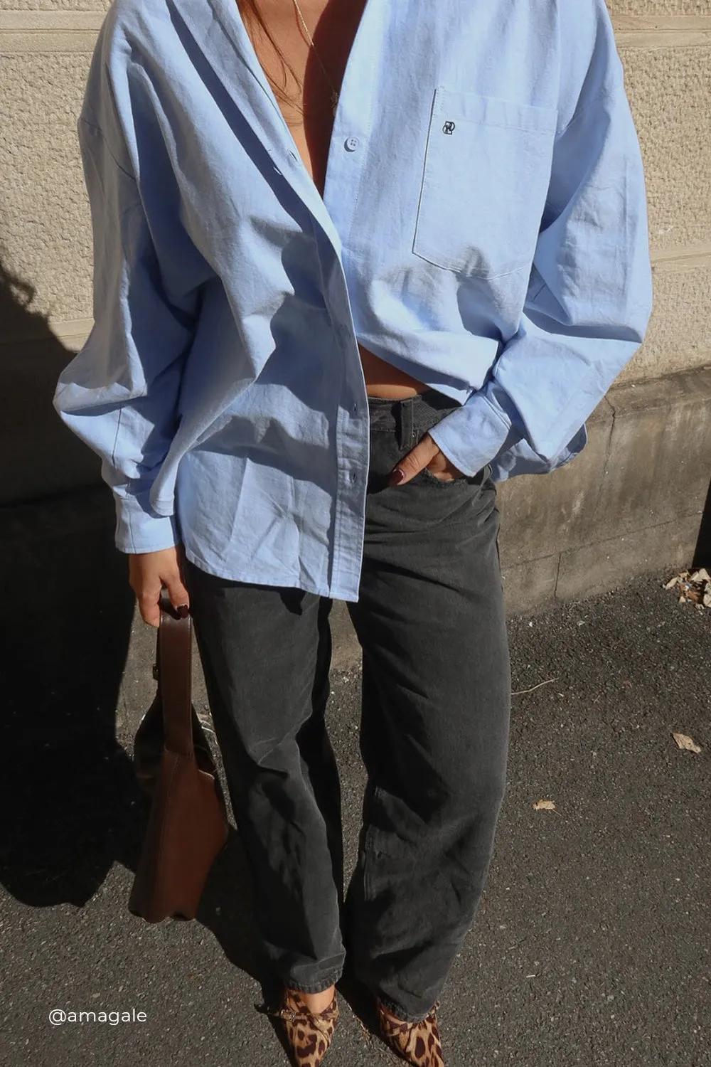 Dissh RHEA BLUE OVERSIZED COTTON SHIRT