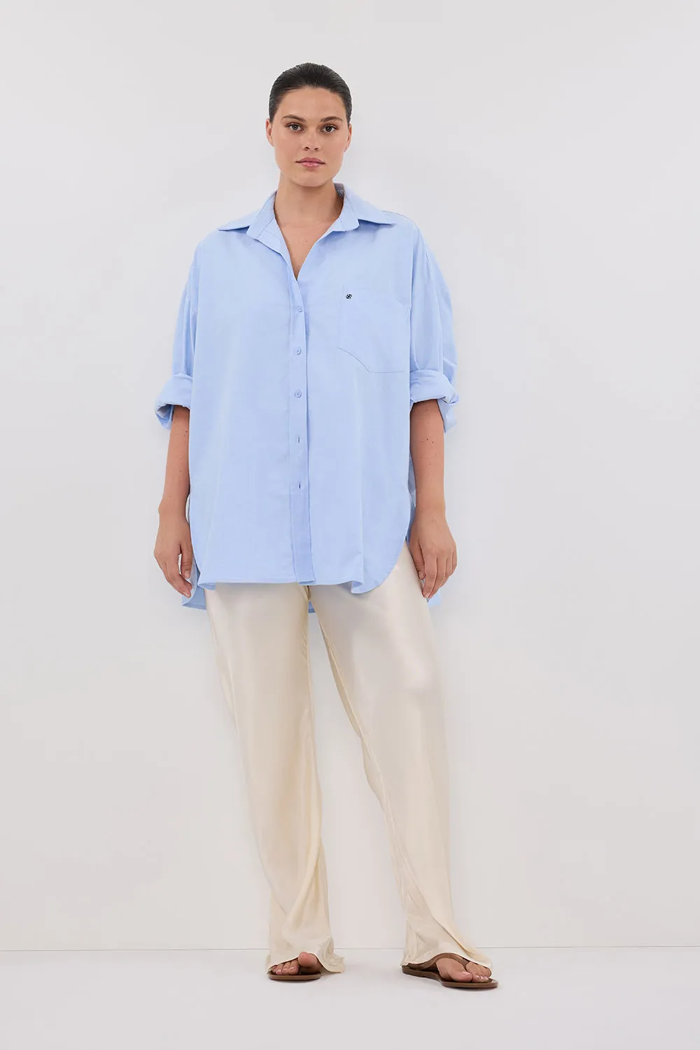 Dissh RHEA BLUE OVERSIZED COTTON SHIRT
