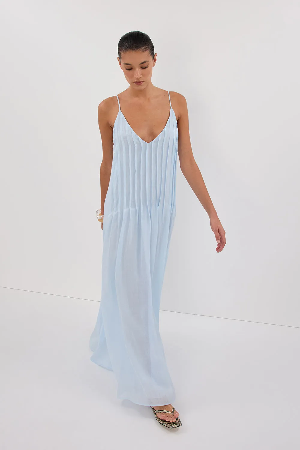 Dissh TAHLIA CORNFLOWER RAMIE MIDI DRESS