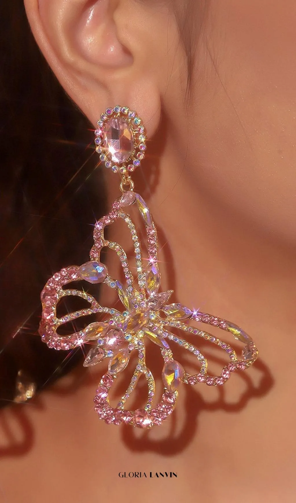 Dong Rhinestone Butterfly Earrings Gloria Lanvin