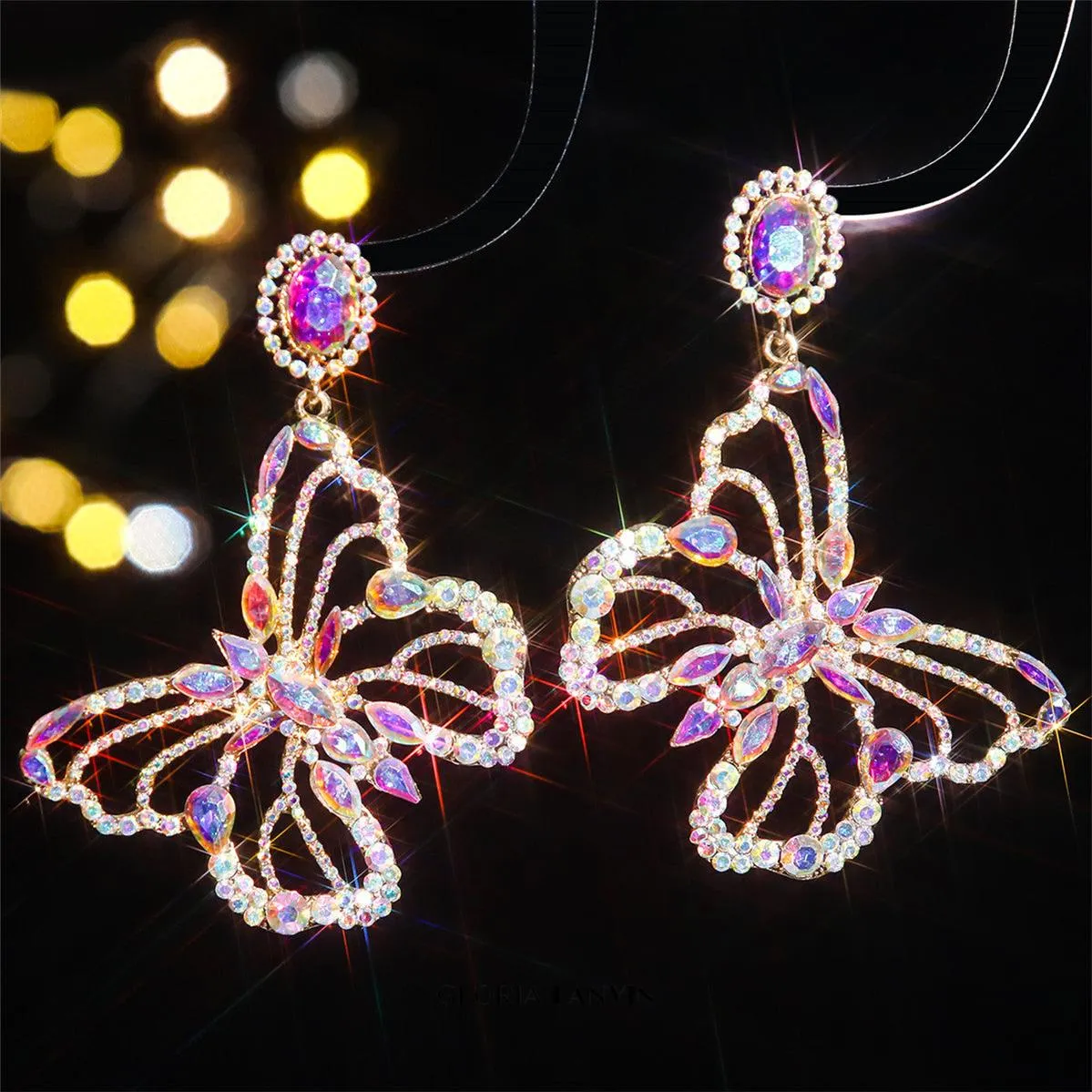Dong Rhinestone Butterfly Earrings Gloria Lanvin