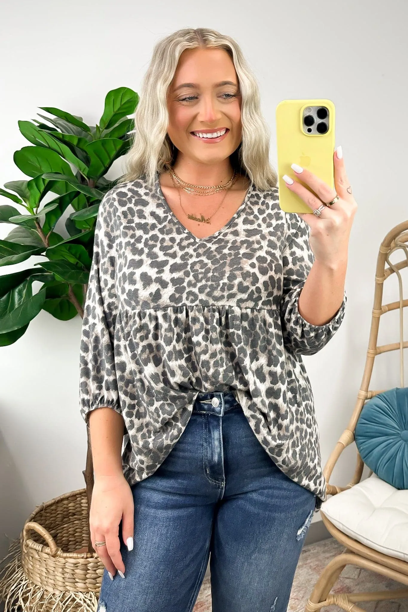 Emoto Animal Print Flowy Peplum Top - FINAL SALE