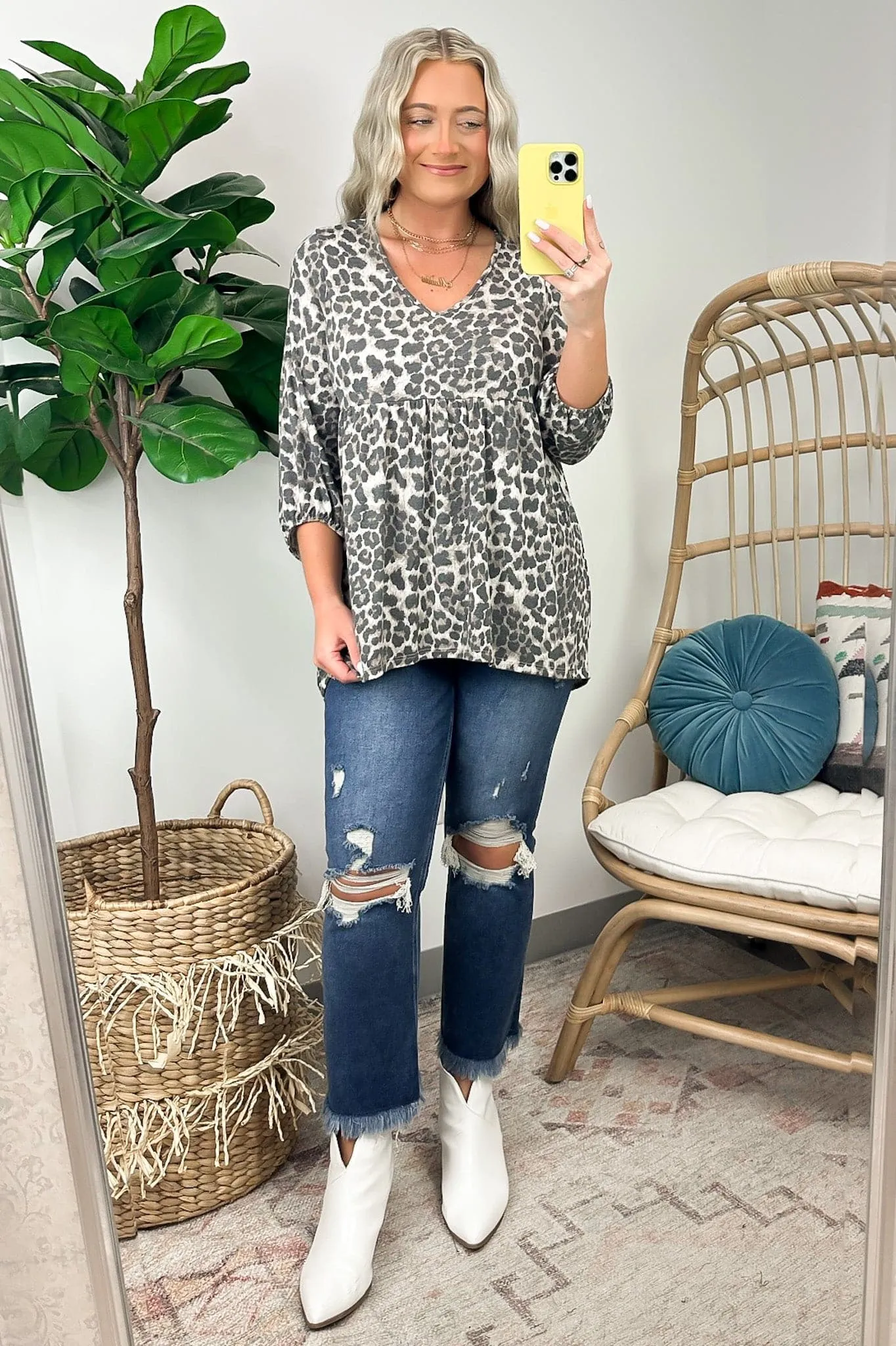 Emoto Animal Print Flowy Peplum Top - FINAL SALE