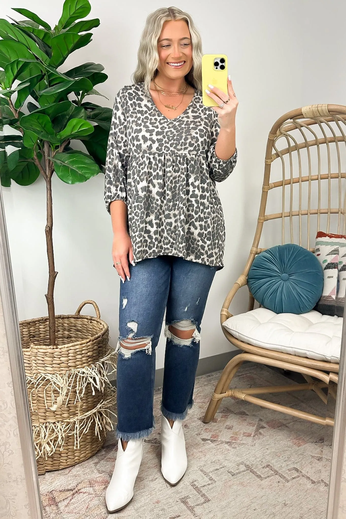 Emoto Animal Print Flowy Peplum Top - FINAL SALE