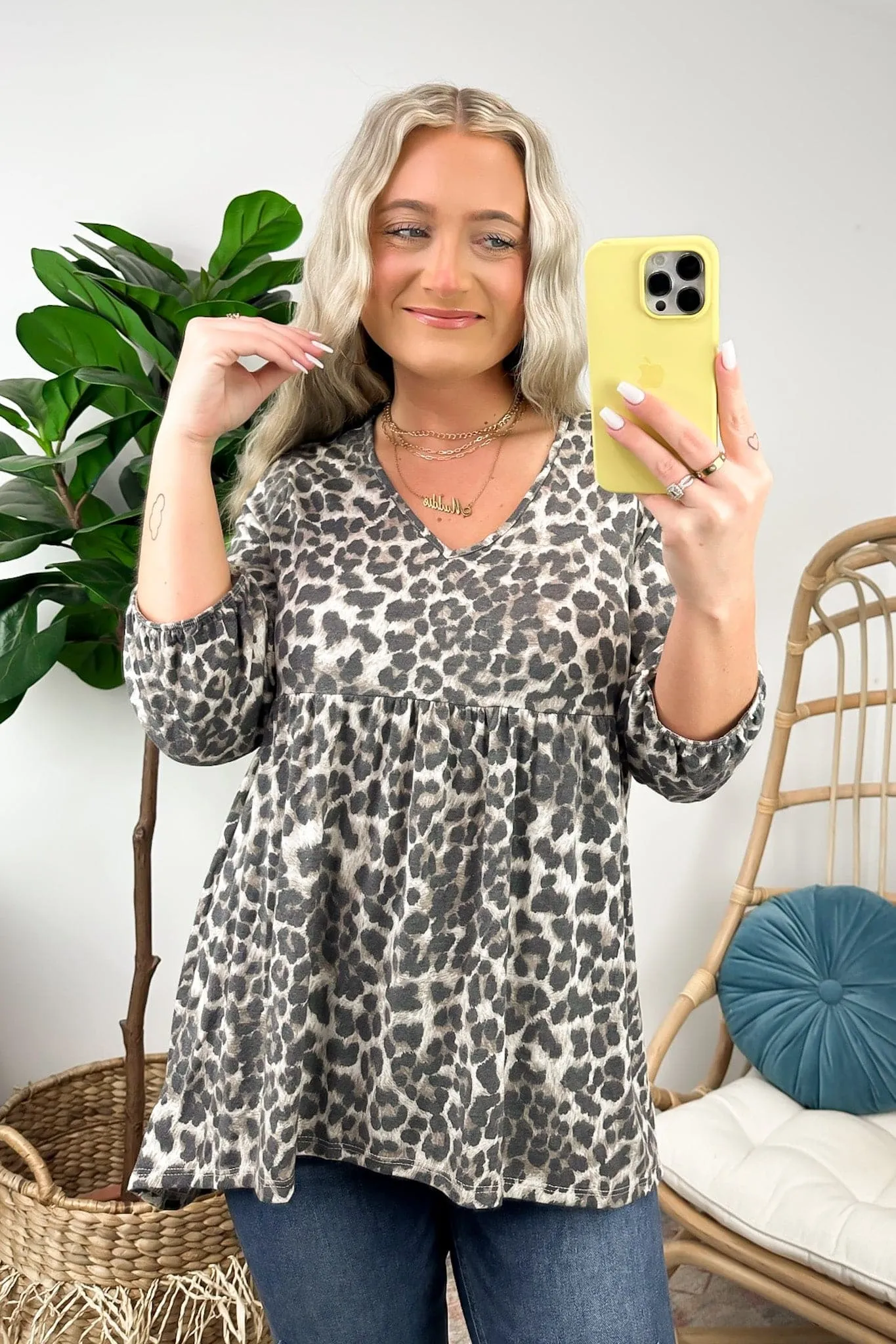 Emoto Animal Print Flowy Peplum Top - FINAL SALE