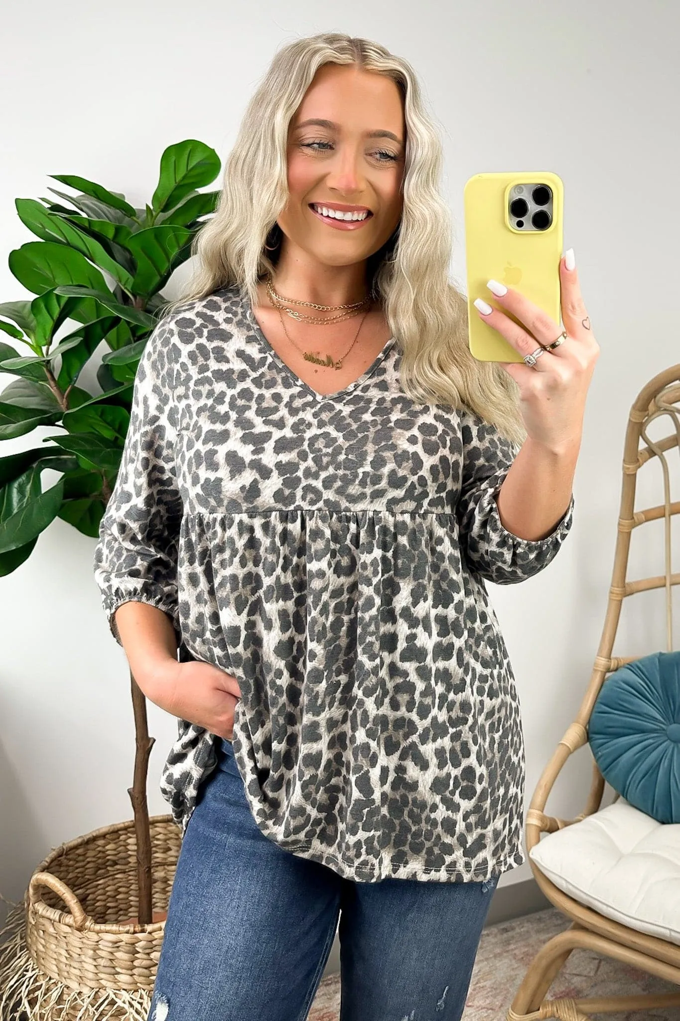 Emoto Animal Print Flowy Peplum Top - FINAL SALE