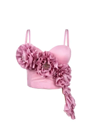 Flower Tassel fishbone Corset in pink Gloria Lanvin