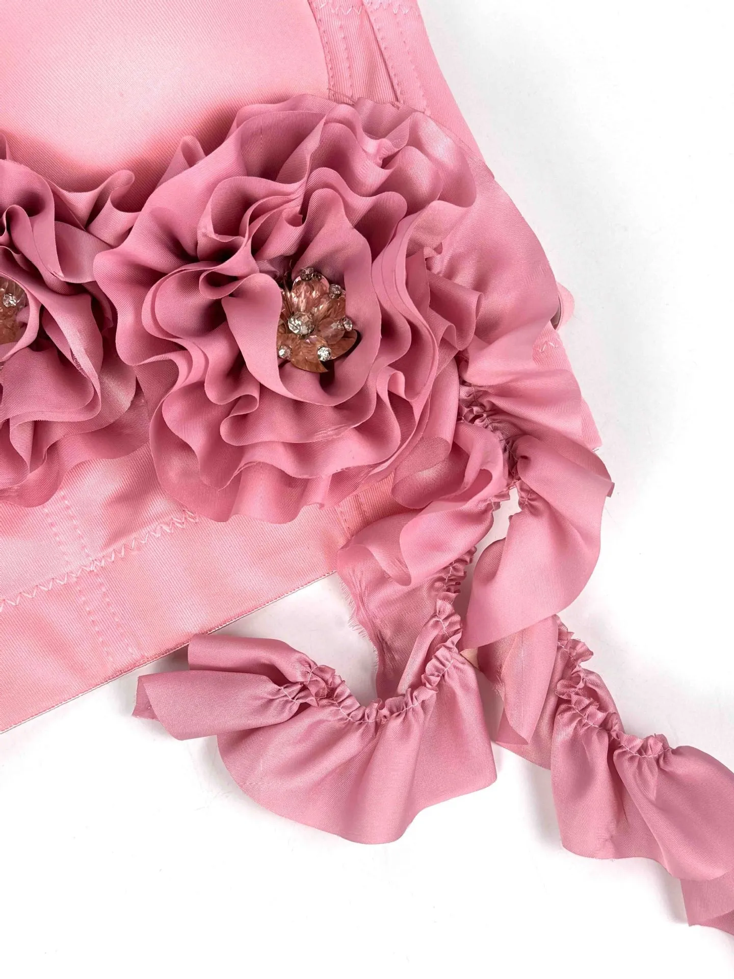 Flower Tassel fishbone Corset in pink Gloria Lanvin